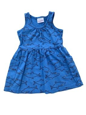 Hanna Andersson Size 90, 3T, Blue Shark Print Tank Dress